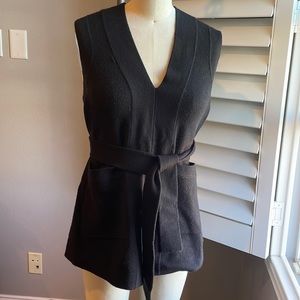 Anthropologie black belted sweater vest XS